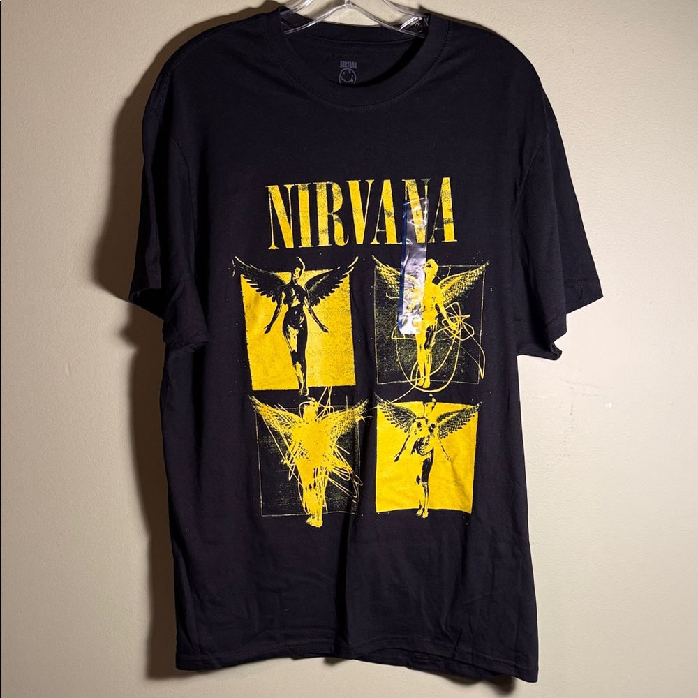 NIRVANA Black Tee with Bold Yellow Design